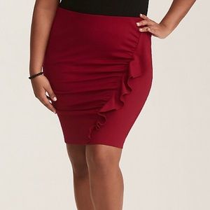 Torrid Cranberry Colored Skirt w/ Sexy Ruffles